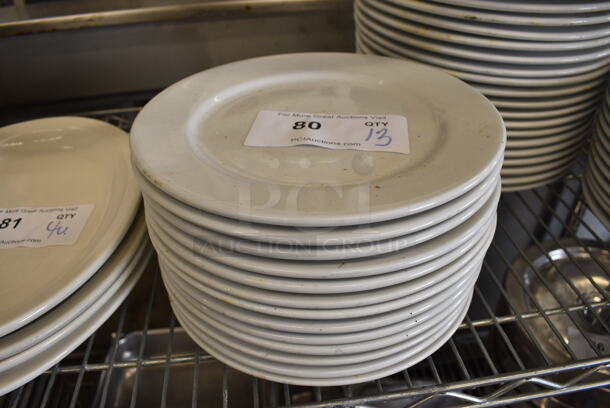 13 White Ceramic Plates. 9.5x9.5x1. 13 Times Your Bid!