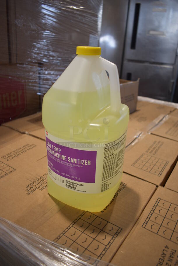 PALLET LOT of 24 BRAND NEW! Boxes of 4 Ecolab Low Temp Dishmachine Sanitizer Jugs. Total of 96 Jugs. 6x6x12. 24 Times Your Bid! - Image 2 of 4