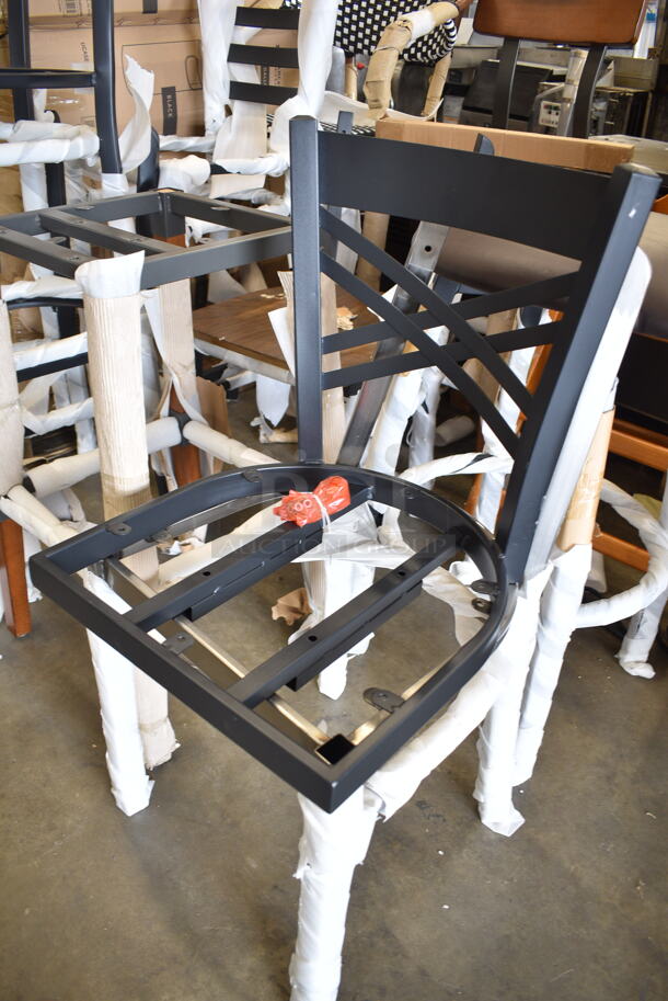 10 BRAND NEW SCRATCH AND DENT! Lancaster Table & Seating Dining Height Chair Frames, Bar Height Chair Frames and Wooden High Chair. Includes 164BCROSSBTP, 164BCROSBSFR, 164HIGHCWN. 10 Times Your Bid! - Image 2 of 12