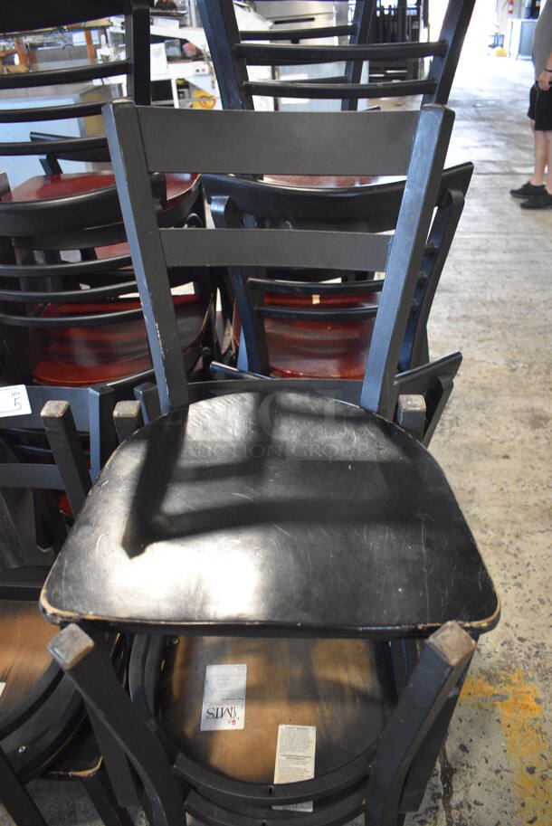 5 Black Metal Dining Chairs w/ Black Seat. 17.5x16x32. 5 Times Your Bid!