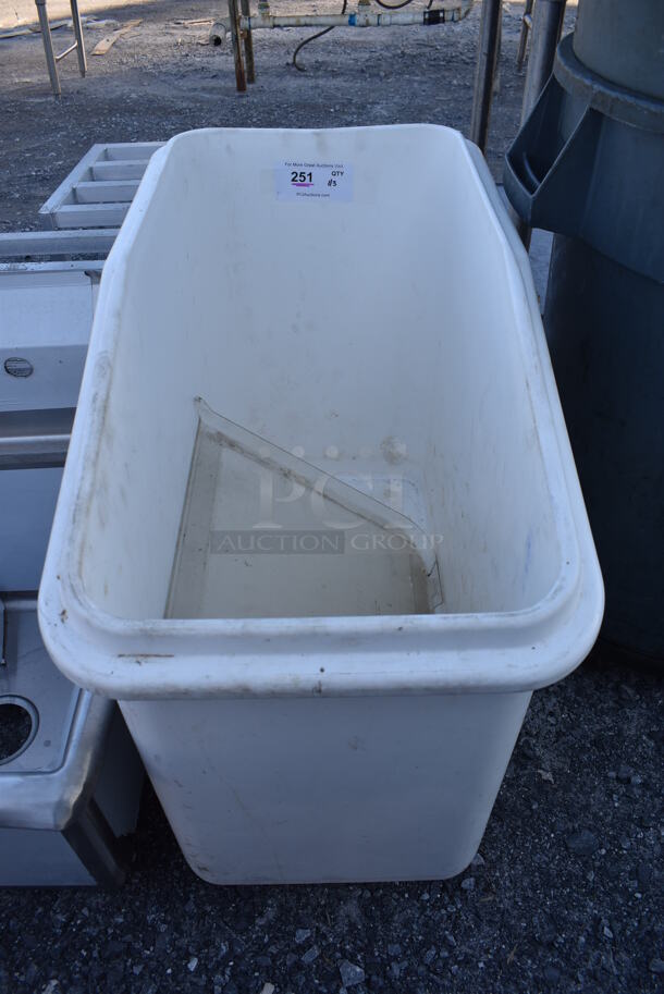 White Poly Ingredient Bin on Commercial Casters. 16x30x30