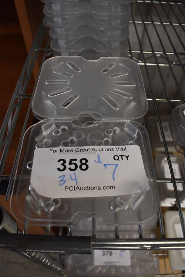 ALL ONE MONEY! Lot of 7 Clear Poly 1/6 Size Drop In Bin Straining Inserts! - Image 1 of 2