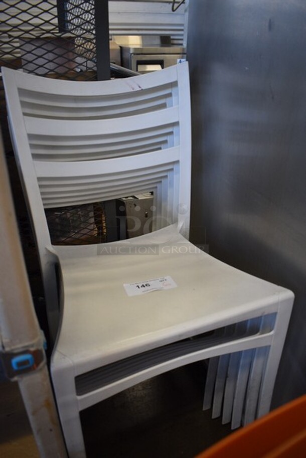6 White Poly Stackable Chairs. 18x19x33.5. 6 Times Your Bid! - Image 3 of 3