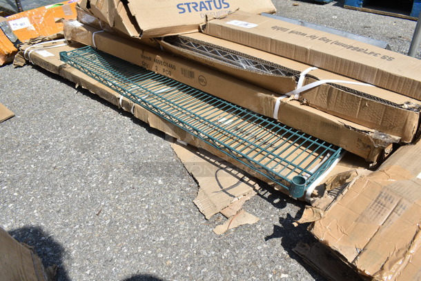 4 BRAND NEW SCRATCH AND DENT! Items; 2 Boxes of 2 Regency 460EC1460 14" x 60" NSF Chrome Wire Shelf, Regency 600UT3072S Adjustable Stainless Steel Work Table Undershelf for 30" x 72" Tables - 18 Gauge and Grene Wire Rack. 4 Times Your Bid! - Image 2 of 6
