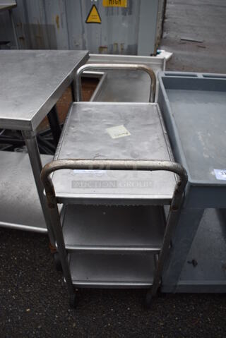 Metal 3 Tier Cart w/ 2 Push Handles on Commercial Casters. 28x16x37