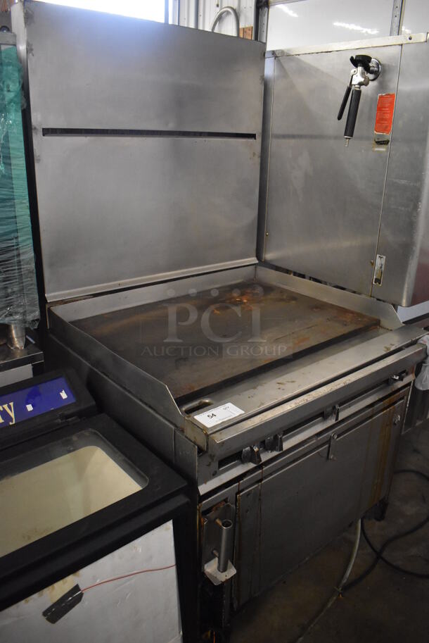 Stainless Steel Commercial Natural Gas Powered Flat Top Griddle w/ Convection Oven and Back Splash on Commercial Casters. 36x34x72.5 - Image 4 of 6