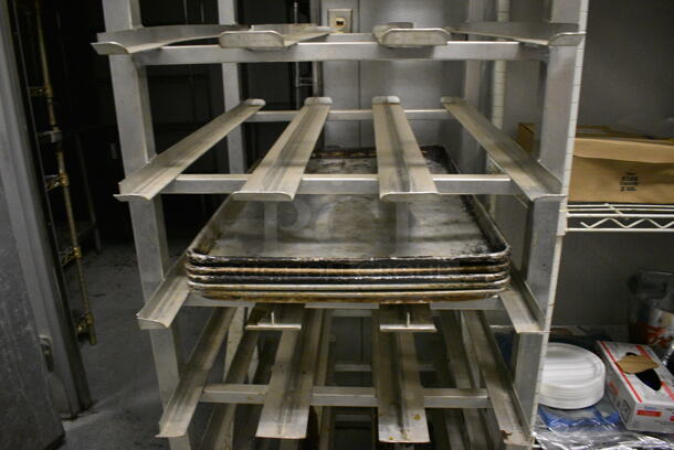 Metal Commercial #10 Can Rack w/ 5 Metal Full Size Baking Pans. 25.5x34x69. (kitchen) - Image 4 of 5