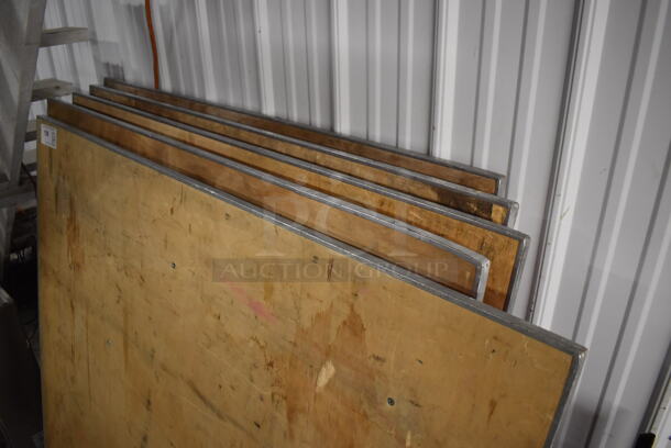 5 Wood Pattern Square Folding Tables w/ Metal Rim. 54x54x3. 5 Times Your Bid! - Image 3 of 4