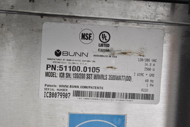 2020 Bunn ICB SH ENERGY STAR Stainless Steel Commercial Countertop Iced Tea Machine w/ Hot Water Dispenser. 120/208 Volts, 1 Phase.  - Image 5 of 5