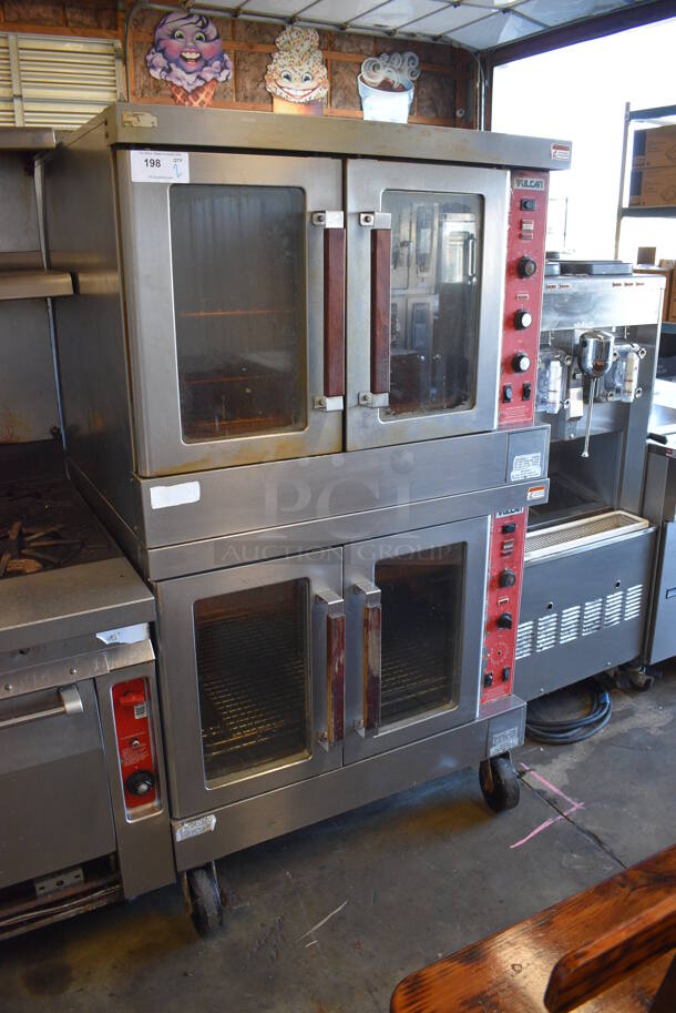 2 Vulcan Stainless Steel Commercial Natural Gas Powered Full Size Convection Oven w/ View Through Doors, Metal Oven Racks and Thermostatic Controls on Commercial Casters. 40x40x72. 2 Times Your Bid! - Image 3 of 8