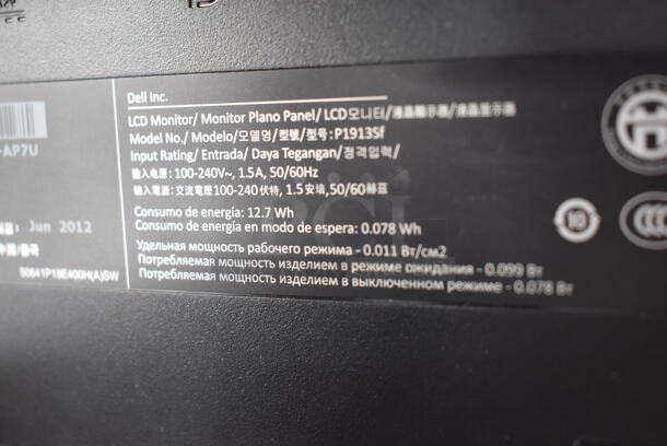 3 Various Computer Monitors; Dell P1913Sb, Dell P1913Sf and Dell 2001FP. 100-240 Volts, 1 Phase. 3 Times Your Bid! - Image 6 of 8