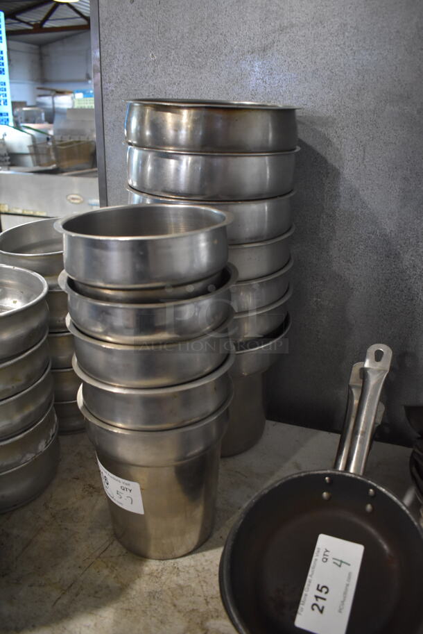 ALL ONE MONEY! Lot of 12 Stainless Steel Cylindrical Bins. 7.5x7.5x8, 9.5x9.5x9 - Image 2 of 8
