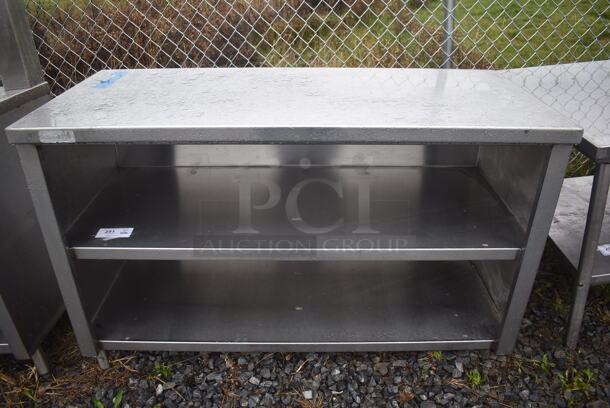 Stainless Steel Commercial Counter w/ 2 Under Shelves. 54x24x35
