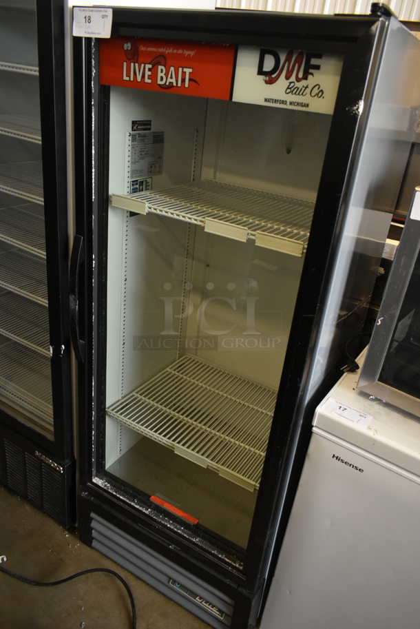2023 True GDM-12-HC Metal Commercial Single Door Reach In Cooler Merchandiser w/ Poly Coated Racks. See Pictures For Broken Glass Pane. 115 Volts, 1 Phase. Tested and Working!