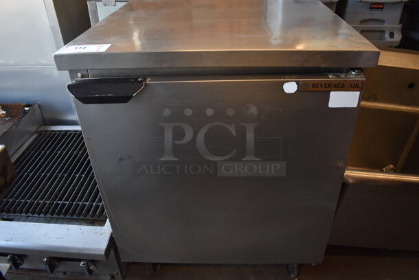 Beverage Air Model WTF27A Stainless Steel Commercial Single Door Undercounter Cooler on Commercial Casters. 115 Volts, 1 Phase. 27x30x36. Tested and Working!