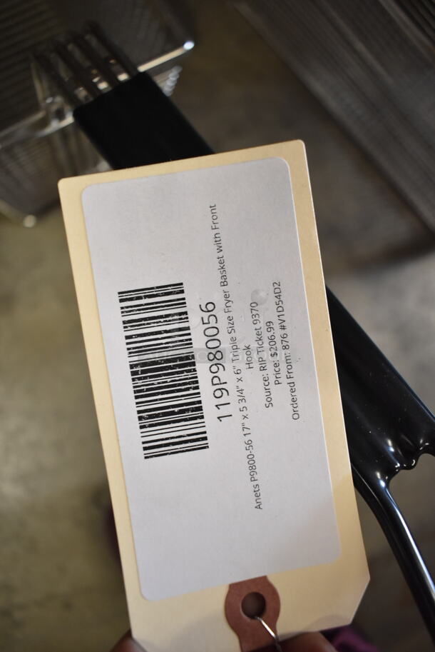 4 BRAND NEW SCRATCH AND DENT! Various Metal Fry Baskets Including Anets A4500310 13 1/4" x 8 1/2" x 5 3/4" Twin Fryer Basket with Front Hook, Anets P9800-56 17" x 5 3/4" x 6" Triple Size Fryer Basket with Front Hook, Anets P9800-53 13" x 4 1/4" x 5 1/2" Triple Size Fryer Basket with Front Hook, 119P980092 Anets P9800-92 5 3/4" x 9" Stainless Steel Round Pasta Basket. 4 Times Your Bid! - Image 9 of 12