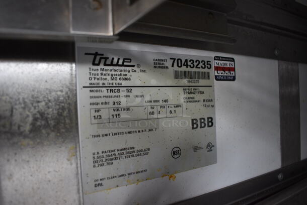 2011 True TRCB-52 Stainless Steel Commercial 2 Drawer Chef Base on Commercial Casters. 115 Volts, 1 Phase. 52x32.5x25.5. Tested and Working! - Image 5 of 5
