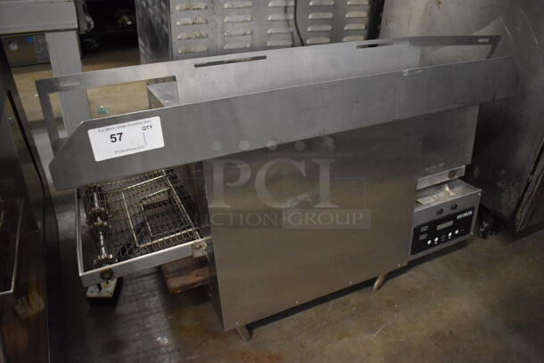 Q-matic Q-20ECTW Stainless Steel Commercial Countertop Electric Powered QH Deck Conveyor Pizza Oven. 120/240 Volts, 1 Phase. 44x25x28
