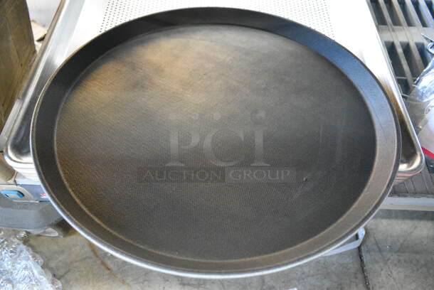 6 BRAND NEW SCRATCH AND DENT! Items Including 2 176STF1600BK Choice 16" Black Round Fiberglass Non-Skid Serving Tray, 4 9002P Vollrath 9002P Wear-Ever Full Size 18 Gauge 18" x 26" Wire in Rim Aluminum Perforated Bun / Sheet Pan. 6 Times Your Bid!  - Image 2 of 6