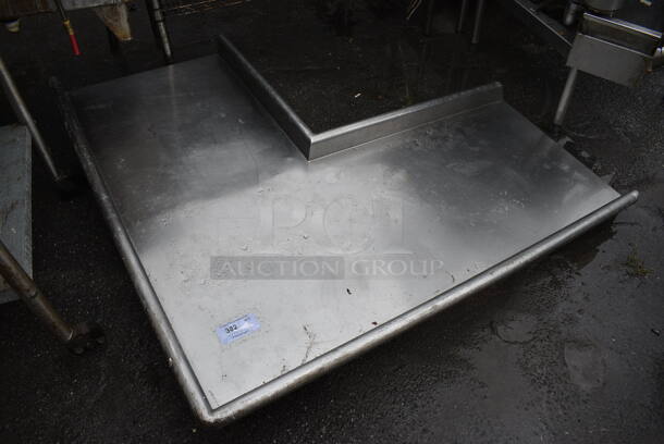 Stainless Steel Commercial L Shaped Table. No Legs. 61x54x10