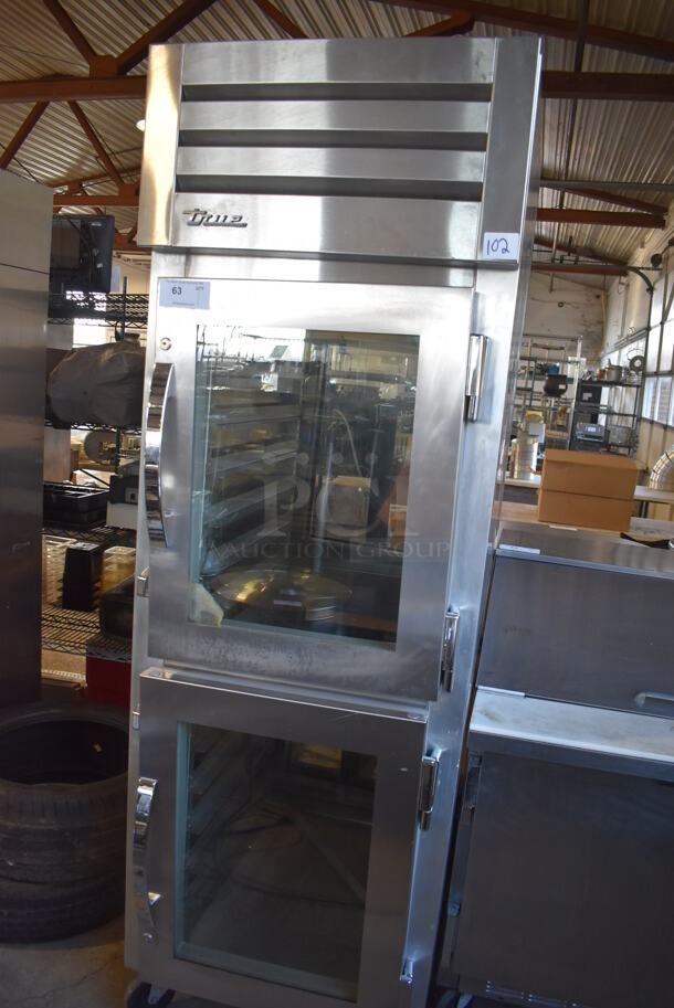 2014 True STG1HPT-2HG-2HG Stainless Steel Commercial 2 Half Size Door Reach In Pass Through Cooler Merchandiser on Commercial Casters. 250 Volts, 1 Phase. 27.5x36.5x84 - Image 3 of 6