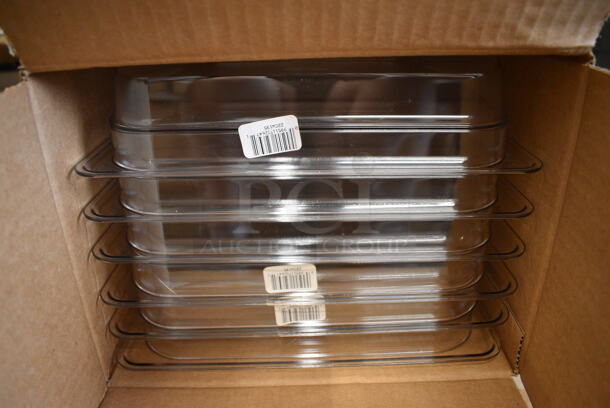 ALL ONE MONEY! Lot of 12 BRAND NEW IN BOX! Cambro Clear Poly 1/2 Size Drop In Bins. 1/2x2.5 - Image 1 of 3