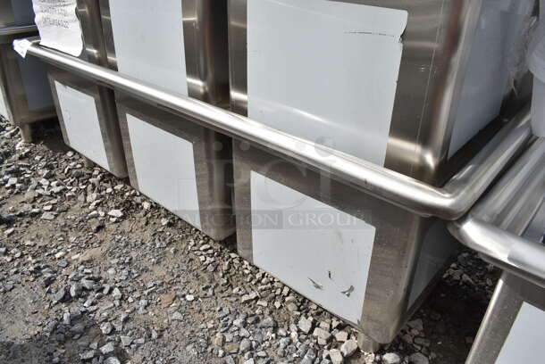 2 BRAND NEW SCRATCH AND DENT! Regency 600S31515 54" 16-Gauge Stainless Steel Three Compartment Commercial Sink with Galvanized Steel Legs and without Drainboards - 15" x 15" x 12" Bowls. No Legs. 2 Times Your Bid! - Image 4 of 10