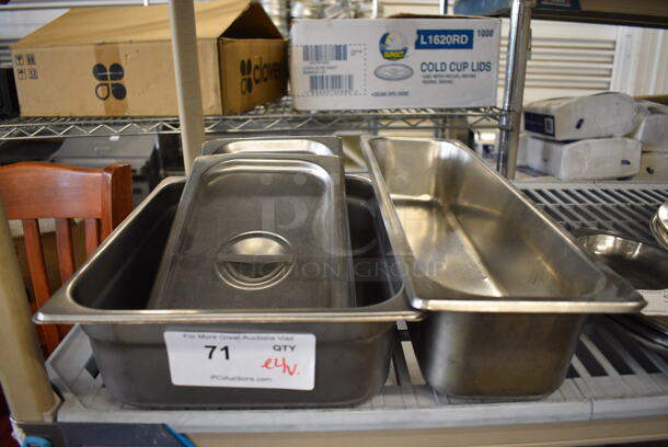 ALL ONE MONEY! Lot of 4 Various Stainless Steel Items; 2 Drop In Bins and 2 Lids. Includes 1/2x4