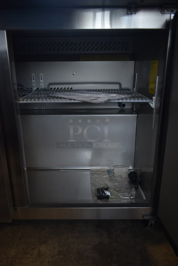 BRAND NEW SCRATCH AND DENT! Bluelinetech BUC48FA Stainless Steel Commercial 2 Door Undercounter Freezer on Commercial Casters. 115 Volts, 1 Phase. Tested and Working! - Image 6 of 7