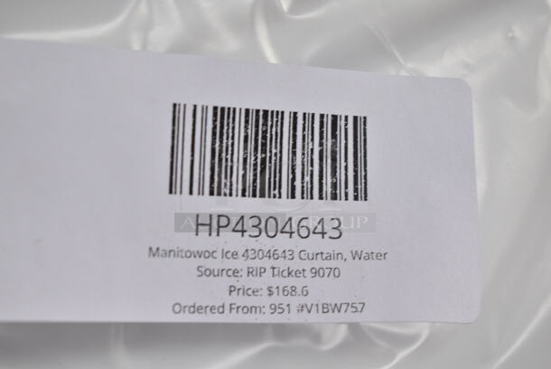 3 BRAND NEW SCRATCH AND DENT! Items; HP4004753 Manitowoc Ice 4004753 Curtain, Water, Vac Form, HP4304643 Manitowoc Ice 4304643 Curtain, Water and HP7603193 Manitowoc Ice 7603193 Water Distribution Assy. 3 Times Your Bid! - Image 4 of 5