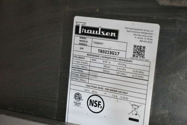 2017 Trauslen TE060HT Stainless Steel Commercial 2 Drawer Chef Base on Commercial Casters. 115 Volts, 1 Phase. Tested and Working! - Image 7 of 7