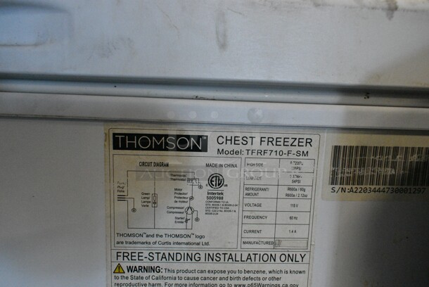 Thomson TFRF710-F-SM Metal Chest Freezer. 115 Volts, 1 Phase. Cannot Test Due To Damaged Power Cord - Image 4 of 4