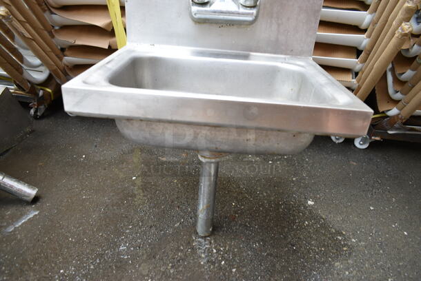 Stainless Steel Commercial Single Bay Wall Mount Sink w/ Faucet and Handles.  - Image 2 of 4