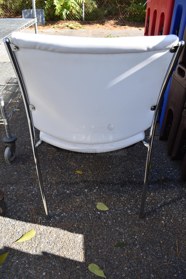 4 White Dining Height Chairs on Chrome Finish Frame. 20x20x35. 4 Times Your Bid! - Image 6 of 7