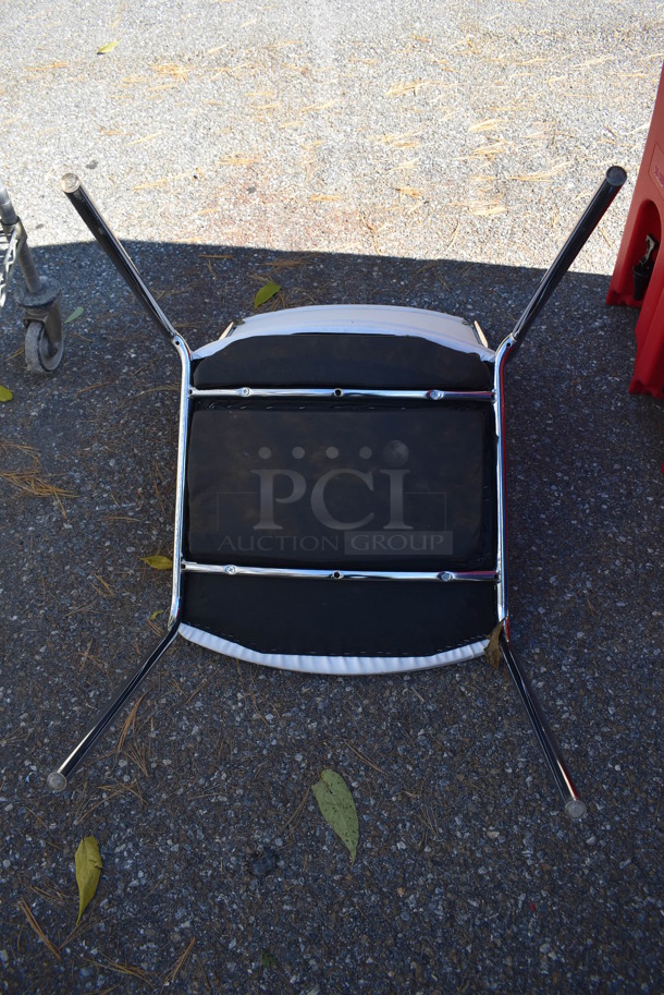 4 White Dining Height Chairs on Chrome Finish Frame. 20x20x35. 4 Times Your Bid! - Image 7 of 7