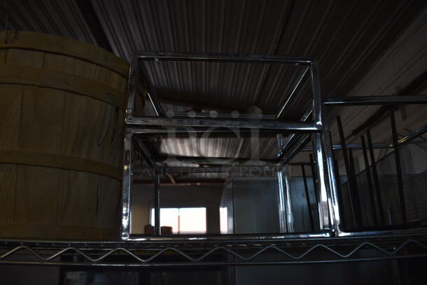 ALL ONE MONEY! Tier Lot of Various Items Including Wooden Bucket and Metal Risers - Image 4 of 4