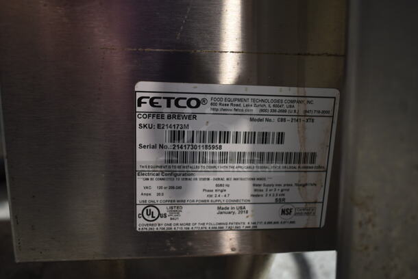 Fetco CBS-2141-XTS Stainless Steel Commercial Countertop Coffee Machine w/ Hot Water Dispenser and Metal Brew Basket. 120/208-240 Volts, 1 Phase. - Image 6 of 6