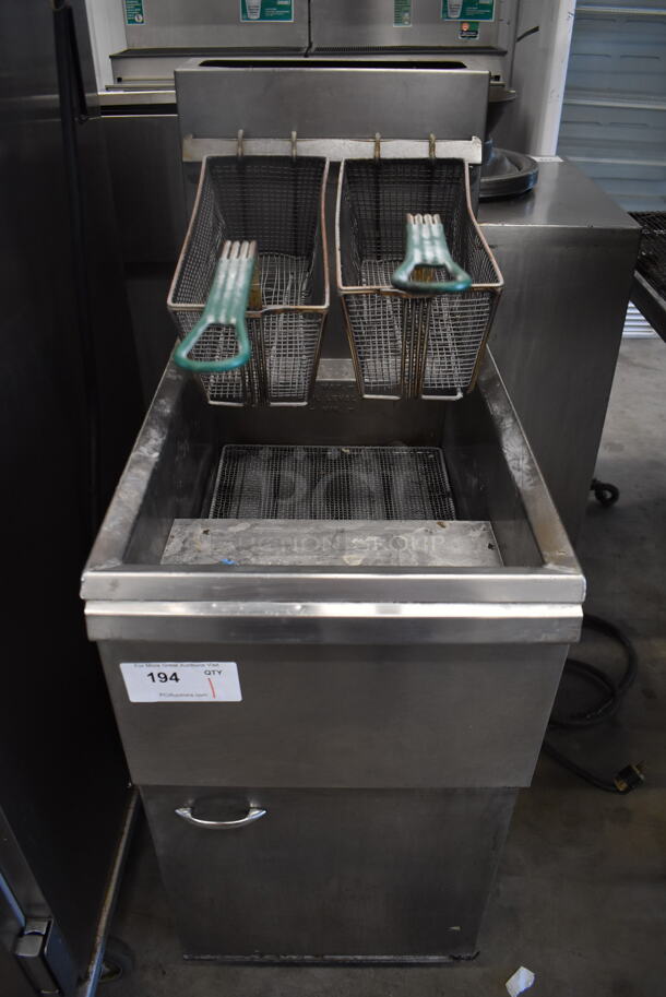 Pitco Frialator Stainless Steel Commercial Floor Style Natural Gas Powered Deep Fat Fryer. 110,000 BTU. 15.5x30x46 - Image 1 of 7