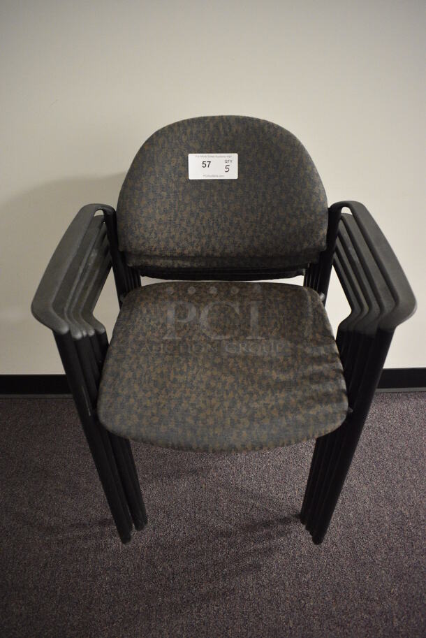 5 Stackable Patterned Chairs With Arm Rests. 5 Times Your Bid! (Main Building)