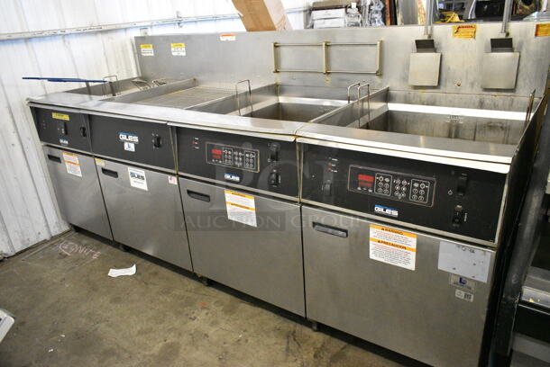 Giles EOF-24 Stainless Steel Commercial Electric Powered 3 Bay Fryer w/ Giles EOF-BIB Dumping Station and 4 Metal Fry Baskets. 480 Volts, 3 Phase. - Image 1 of 12
