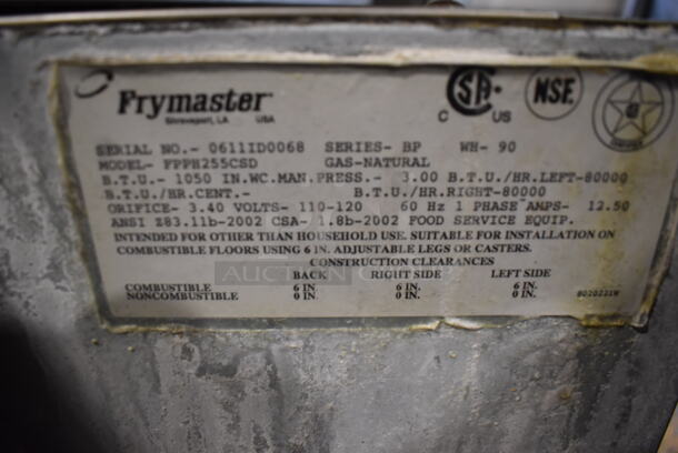 Frymaster FPPH255CSD Commercial Stainless Steel Natural Gas Floor Fryer With 2 Baskets on Commercial Caster. 80,000 BTU - Image 6 of 6