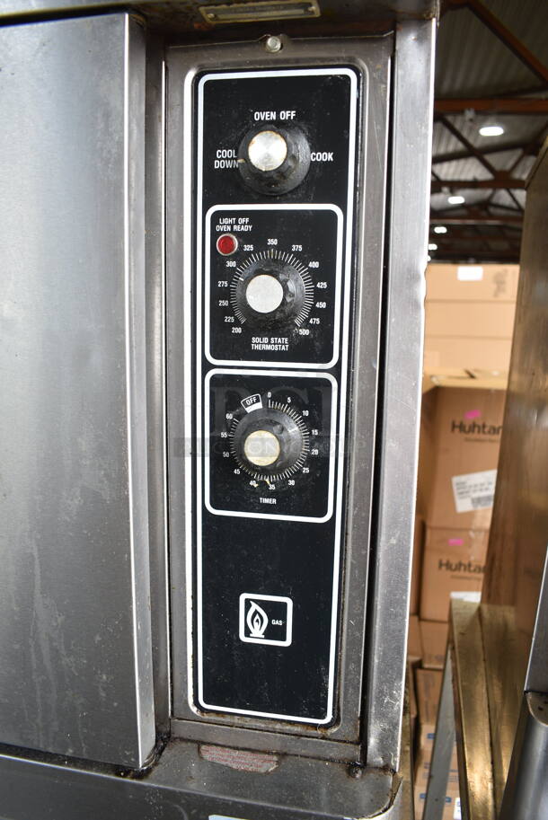 Blodgett Stainless Steel Commercial Natural Gas Powered Half Size Convection Oven w/ View Through Door, Metal Oven Racks, Thermostatic Controls and Equipment Stand on Commercial Casters.  - Image 5 of 7