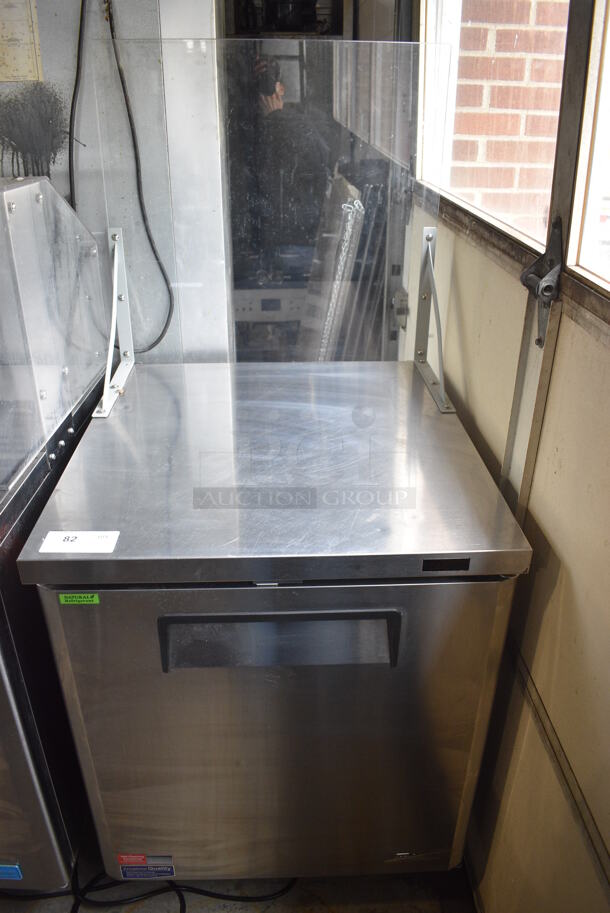 Turbo Air Model MUF-28-N-711S Stainless Steel Commercial Single Door Under Counter Freezer w/ Poly Clear Sneeze Guard. 115 Volts, 1 Phase. 27.5x30x63. Tested and Working! - Image 2 of 6