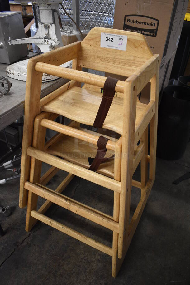 2 Wood Pattern High Chairs. 20x19x28. 2 Times Your Bid! - Image 2 of 4
