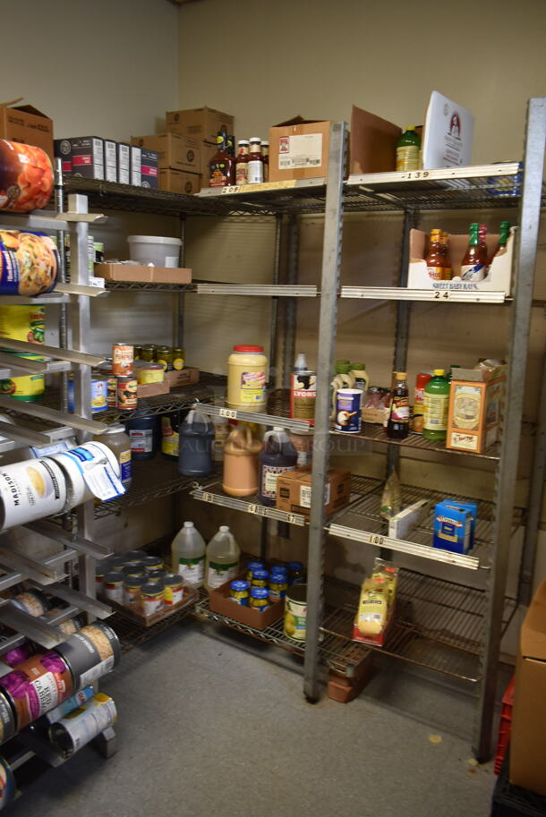 Wire Shelving Units. Does Not Come w/ Contents. BUYER MUST REMOVE: BUYER MUST DISMANTLE. PCI CANNOT DISMANTLE FOR SHIPPING. PLEASE CONSIDER FREIGHT CHARGES. (dish room) - Image 2 of 12