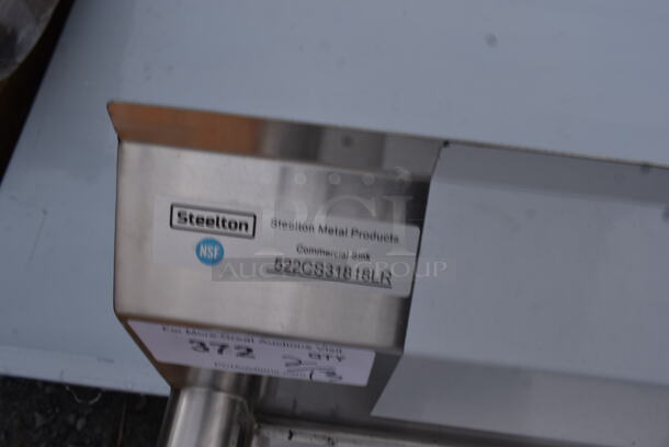 BRAND NEW SCRATCH AND DENT! Steelton 522CS31818LR Stainless Steel Commercial 3 Bay Sink w/ Dual Drain Boards. Bays 18x18. Drain Boards 16x20  - Image 6 of 6