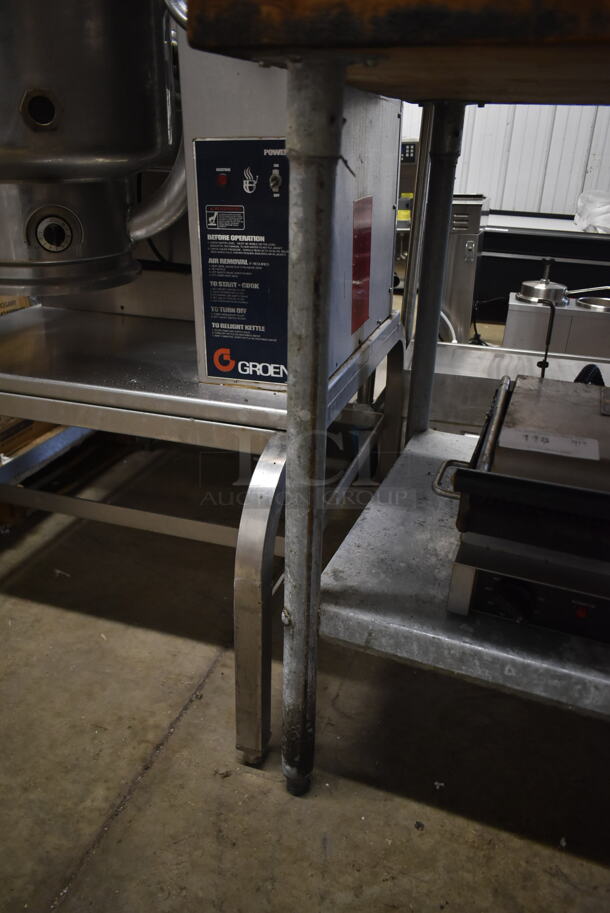 Butcher Block Table w/ Metal Under Shelf. - Image 4 of 4