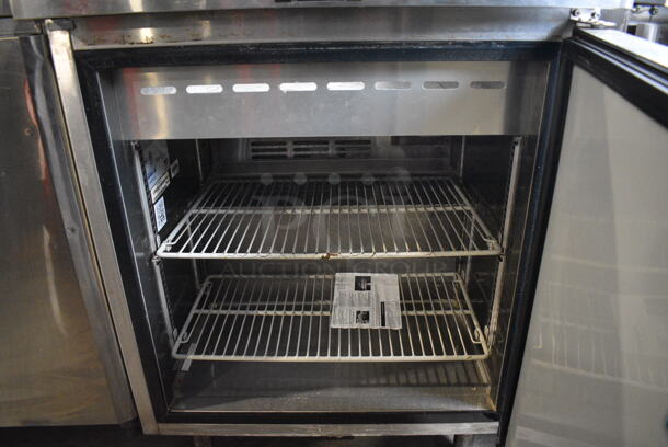 Turbo Air Model MST-26-711S Stainless Steel Commercial Single Door Under Counter Cooler w/ Poly Clear Sneeze Guard. 115 Volts, 1 Phase. 27.5x30x54. Tested and Powers On But Does Not Get Cold - Image 4 of 6