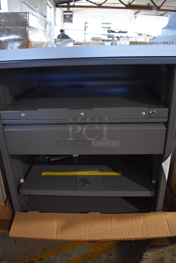 BRAND NEW! Royston 62091077-296 Gray Metal Cabinet w/ Wood Pattern Countertop. 24x30x28 - Image 4 of 7