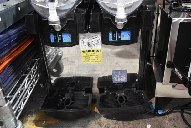 BRAND NEW SCRATCH AND DENT! 2023 Carnival King Aurora 2 Stainless Steel Commercial Countertop Double 1.6 Gallon Pourover Granita / Slushy / Frozen Beverage Dispenser. 120 Volts, 1 Phase. Tested and Working! - Image 5 of 7